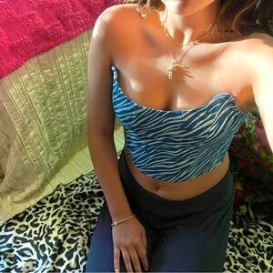 Pretty garbage denim corset crop top